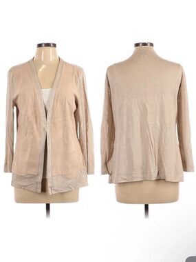 ECRU Tan Suede Linen Cardigan L